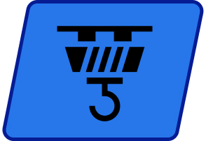 a blue square with a black icon of a shopping cart